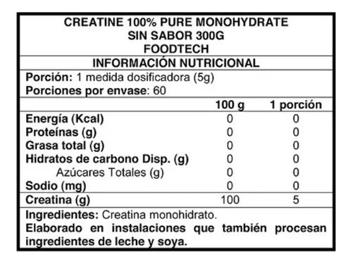 Suplemento Foodtech Creatine de 300g